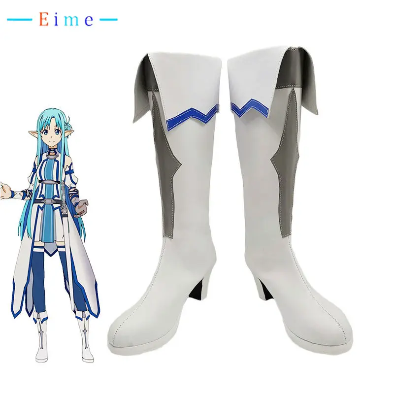 Cosplay Anime Yuki - ユキアスナコスプレ靴アニメソードアートオンラインコスプレ小道具 PU レザー靴ハロウィンカーニバルブーツカスタムメイド