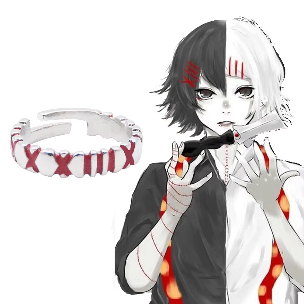 Anime Cosplay Tokyo Ghoul - アニメ『東京喰種トーキングリーダー』指輪 スズヤ・ジュゾウ レイ コスプレ ユニセックス 調整可能