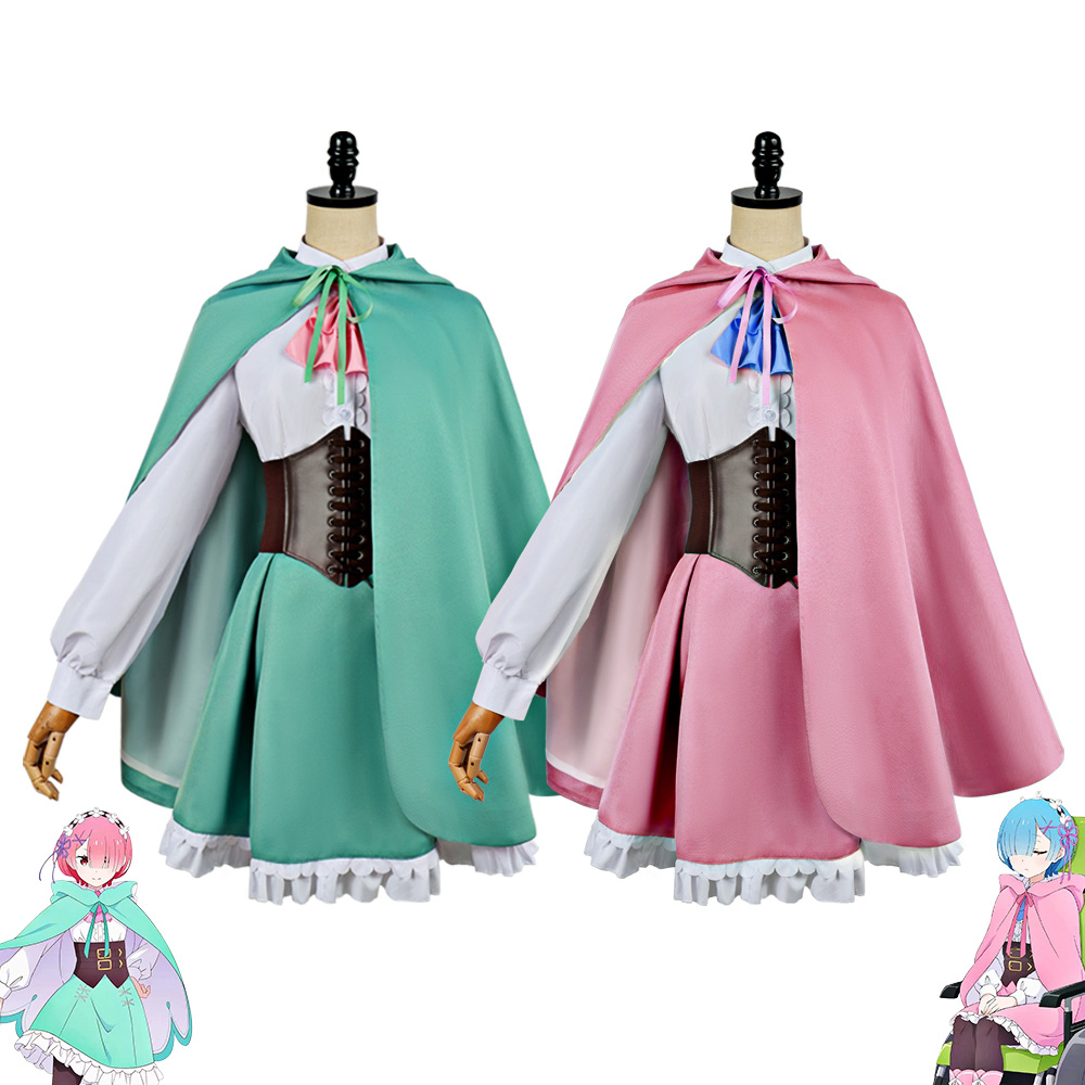 Anime Cosplay Rem - Re:ゼロから始める異世界生活 レム ラム コスプレ衣装 外出服 ピンク