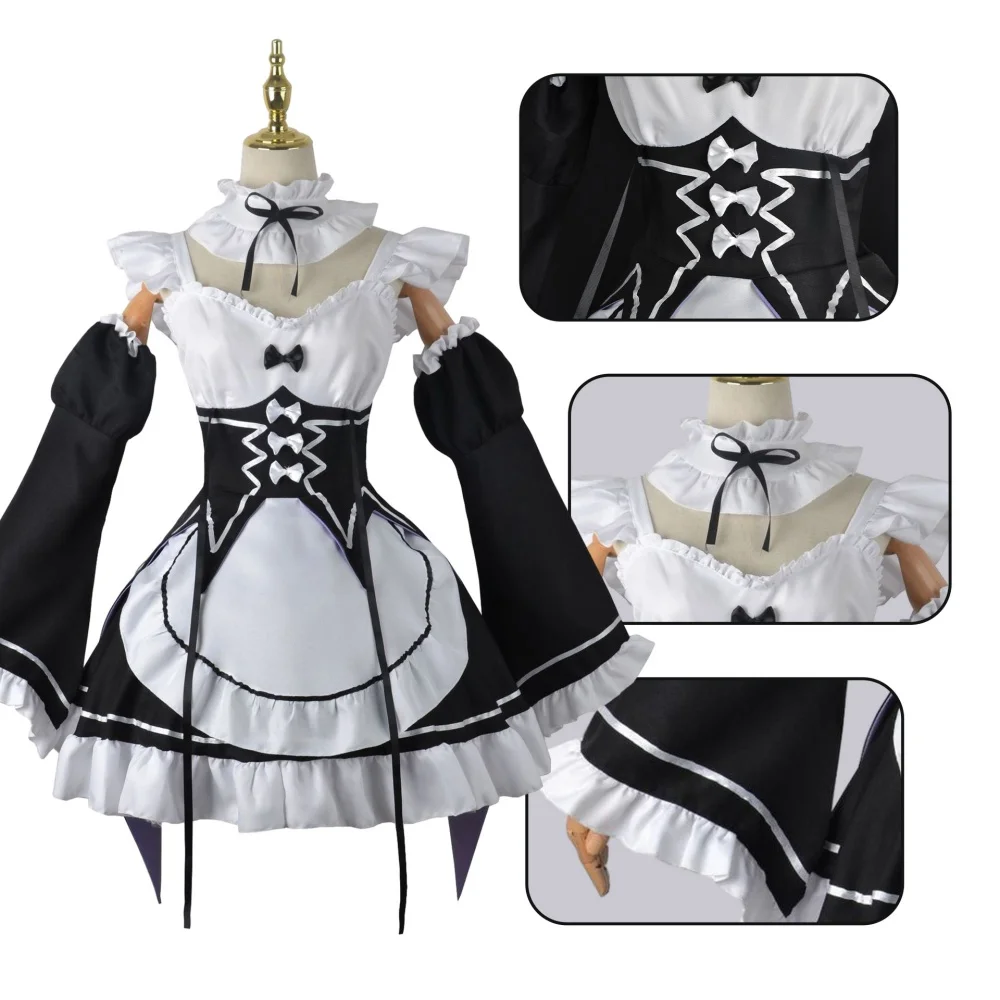 Anime Cosplay Rem - アニメラムレムメイドコスプレ再ゼロから始める異世界生活衣装女性ロリドレスハロウィンパーティースーツ