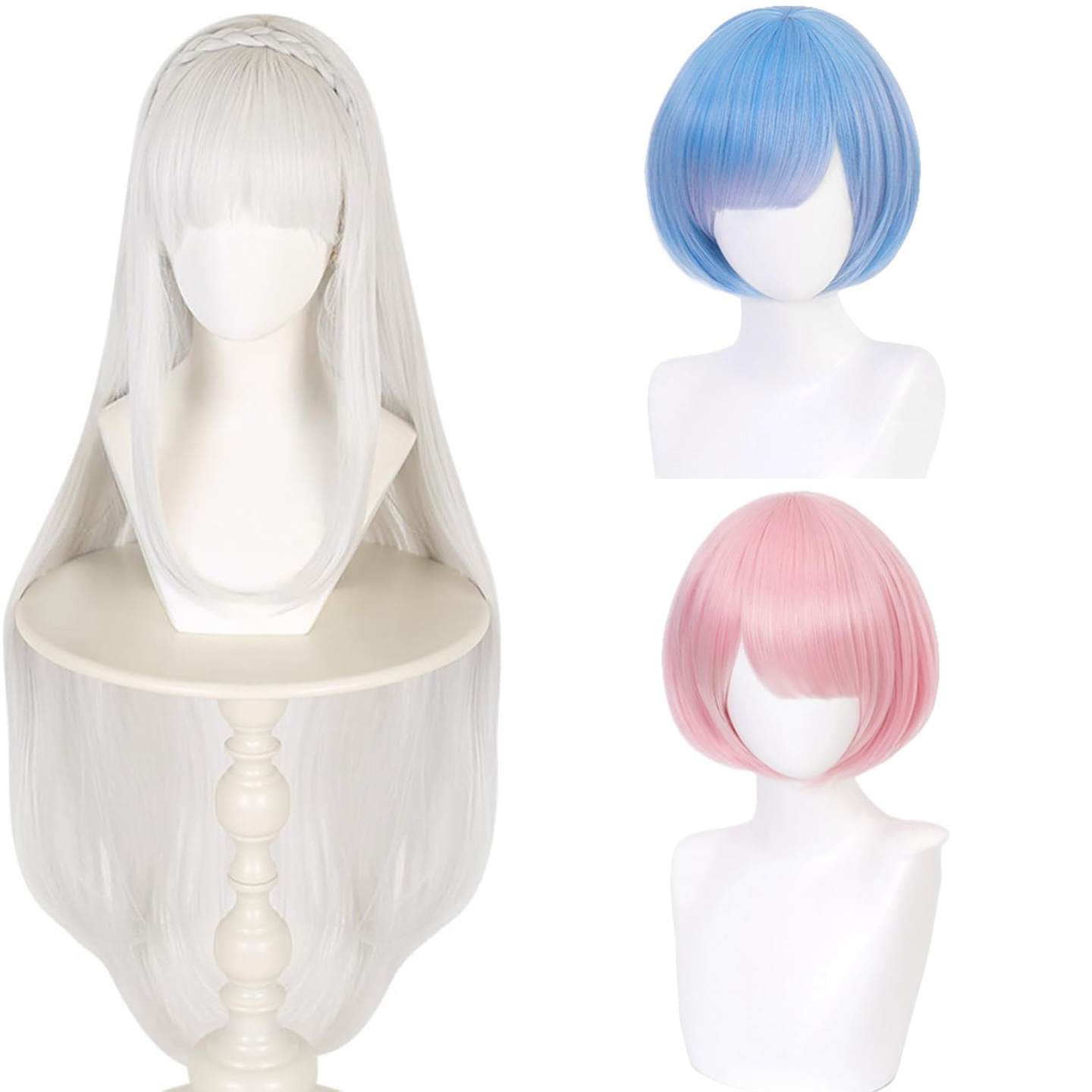 Anime Cosplay Rem - アニメ Re:ゼロから始める異世界生活 エミリア レム ラム コスプレウィッグ