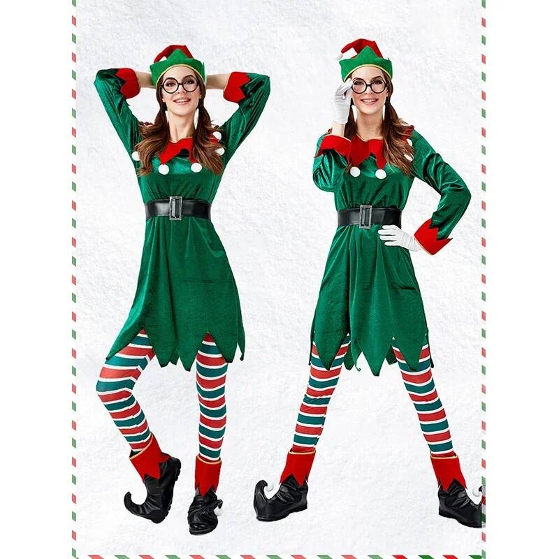サンタクロースのコスプレ衣装クリスマスグリーンクリスマスエル - Anime Cosplay Couple のレビューと価格